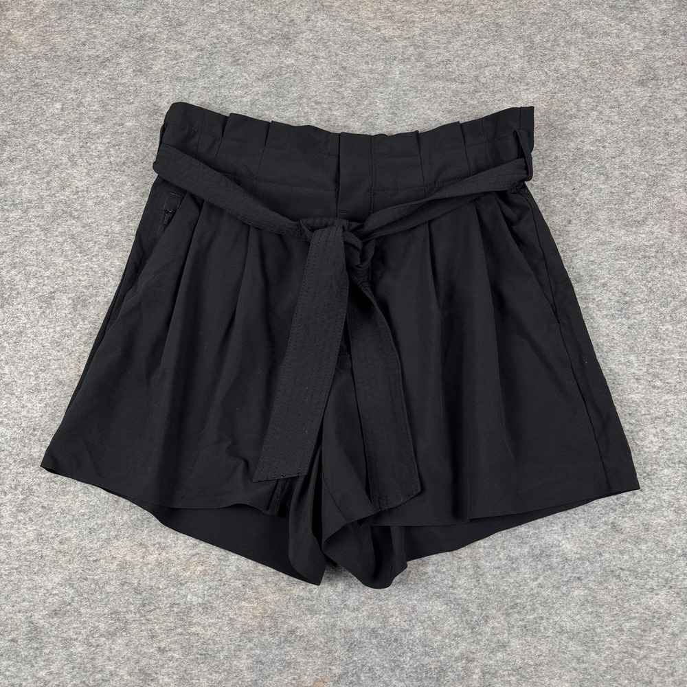 Athleta Skyline Shorts II 4" Tie Belt Pockets Polyester Stretch Black‎ Womens 4